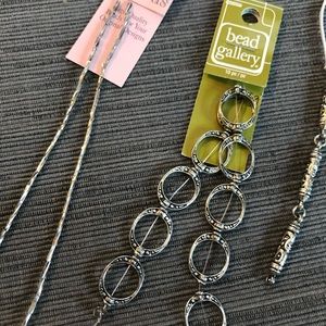 ANTIQUE SILVER METAL CONNECTOR TUBE BEADS & FRAMES